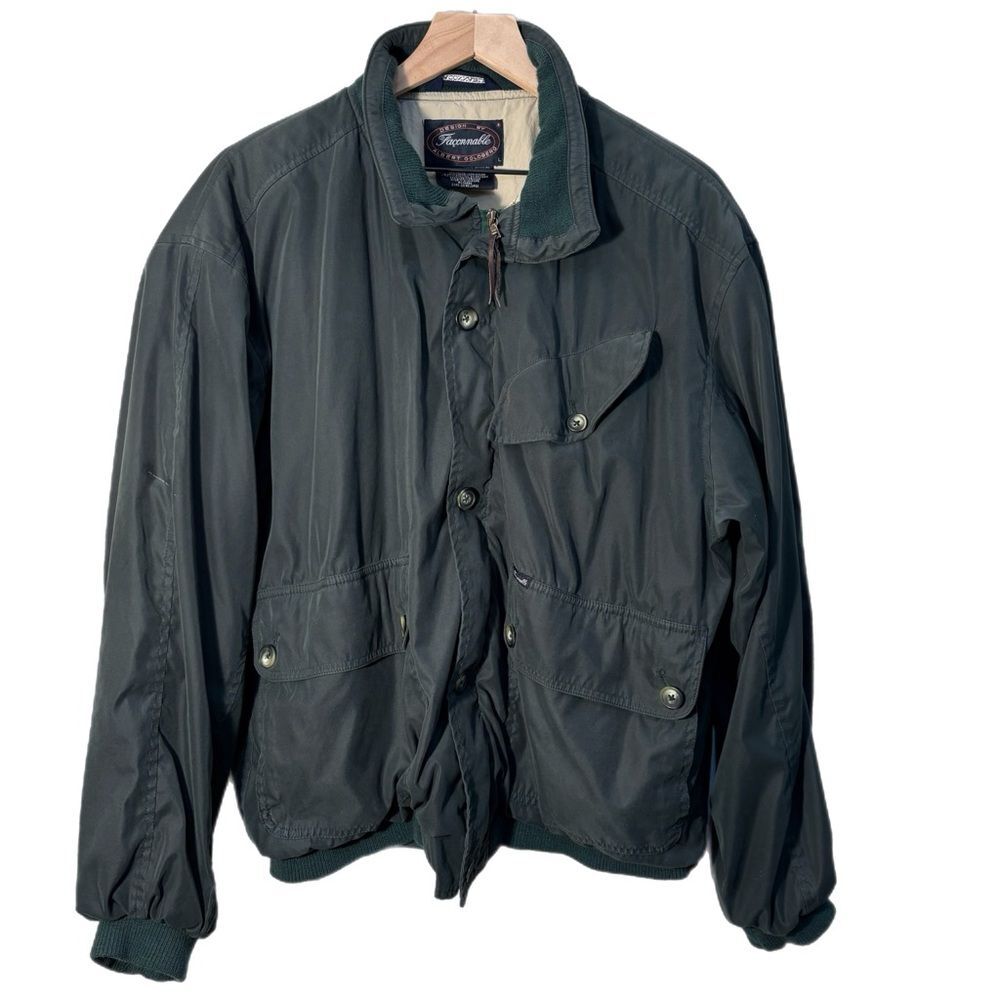 FALCONNABLE Vintage Dark Green Bomber Jacket